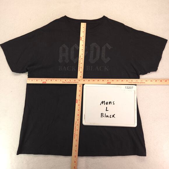 ACDC Back In Black Band Crew Neck Short Sleeve Graphic T Shirt Mens Size L Black - Picture 5 of 9